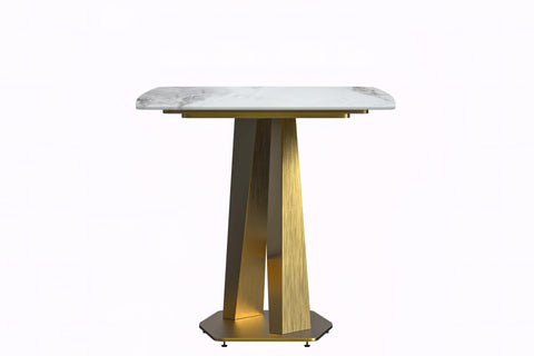 Voren Dining Table with Rectangular Tabletop with Gold/Black Stainless Steel Base