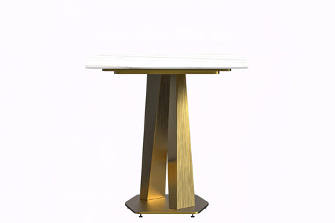 Voren Dining Table with Rectangular Tabletop with Gold/Black Stainless Steel Base