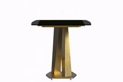 Voren Dining Table with Rectangular Tabletop with Gold/Black Stainless Steel Base