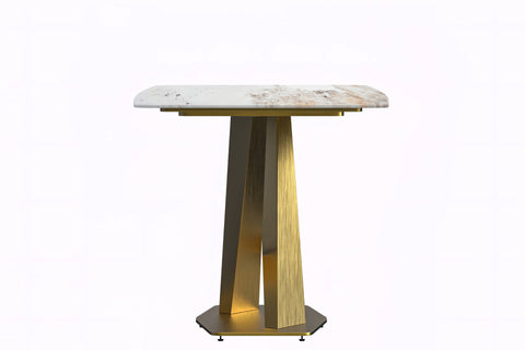 Voren Dining Table with Rectangular Tabletop with Gold/Black Stainless Steel Base