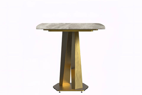 Voren Dining Table with Rectangular Tabletop with Gold/Black Stainless Steel Base