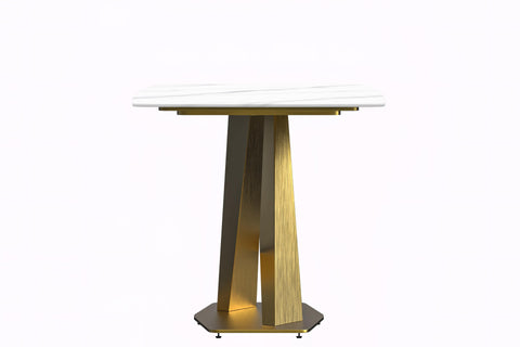 Voren Dining Table with Rectangular Tabletop with Gold/Black Stainless Steel Base