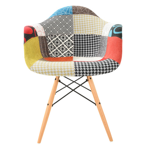 Willow Patchwork Fabric Eiffel Accent Chair, Set of 4