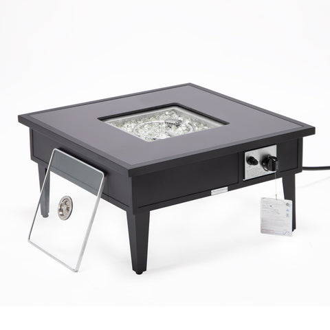 Walbrooke Modern Outdoor Square Fire Pit Table with Powder-Coated Aliuminum Frame