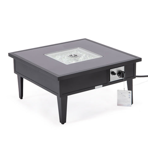 Walbrooke Modern Outdoor Square Fire Pit Table with Powder-Coated Aliuminum Frame