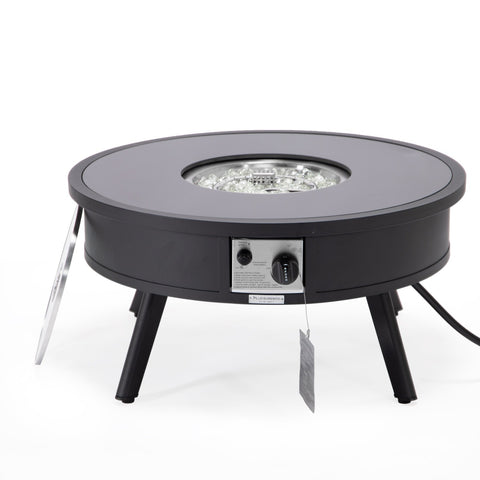 Walbrooke Modern Outdoor Round Fire Pit Table with Powder-Coated Aliuminum Frame