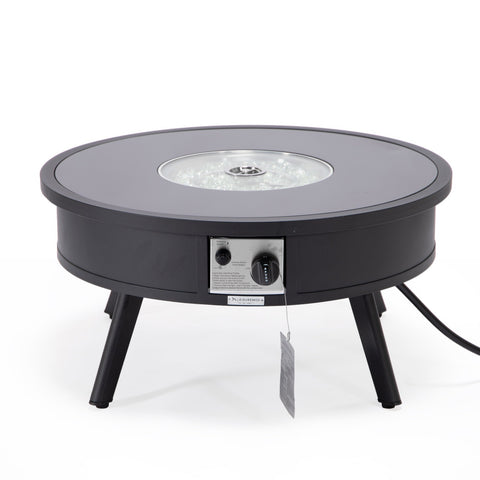 Walbrooke Modern Outdoor Round Fire Pit Table with Powder-Coated Aliuminum Frame