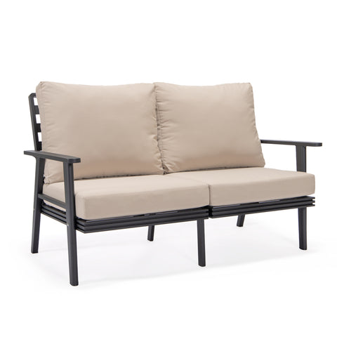 Walbrooke Modern Outdoor Patio Loveseat – Black, Brown, White, or Grey Frame & Removable Cushions