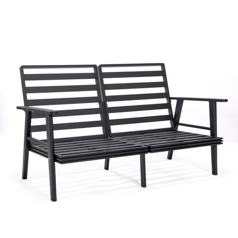 Walbrooke Modern Outdoor Patio Loveseat – Black, Brown, White, or Grey Frame & Removable Cushions