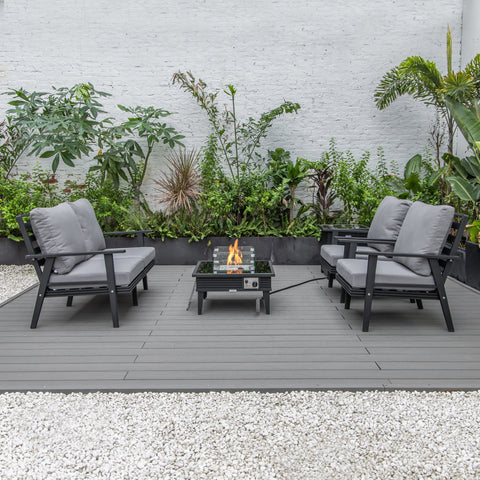 Walbrooke Aluminum Patio Conversation With Slats Design Fire Pit Table & Tank Holder