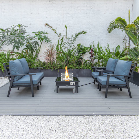 Walbrooke Aluminum Patio Conversation With Slats Design Fire Pit Table & Tank Holder