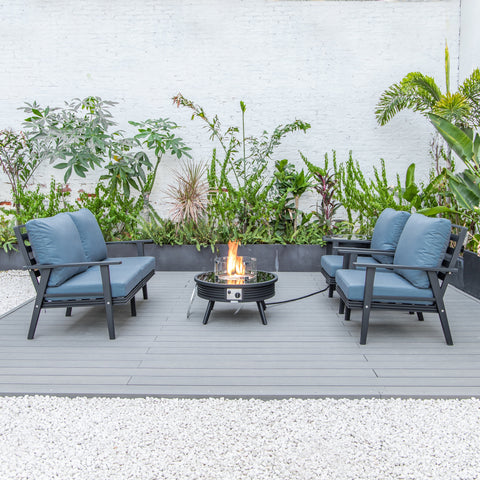 Walbrooke Aluminum Patio Conversation With Slats Design Fire Pit Table & Tank Holder