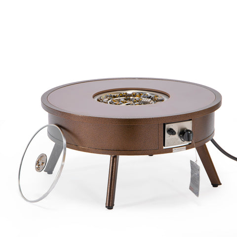 Walbrooke Modern Outdoor Round Fire Pit Table with Powder-Coated Aliuminum Frame