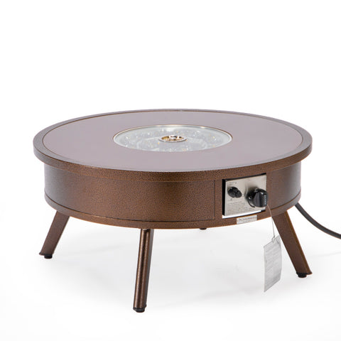 Walbrooke Modern Outdoor Round Fire Pit Table with Powder-Coated Aliuminum Frame