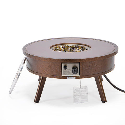 Walbrooke Modern Outdoor Round Fire Pit Table with Powder-Coated Aliuminum Frame