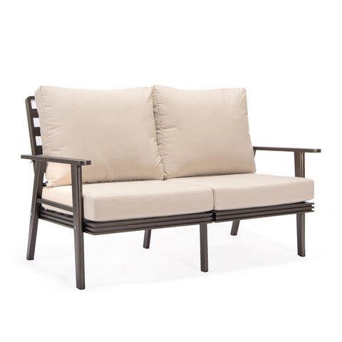 Walbrooke Modern Outdoor Patio Loveseat – Black, Brown, White, or Grey Frame & Removable Cushions