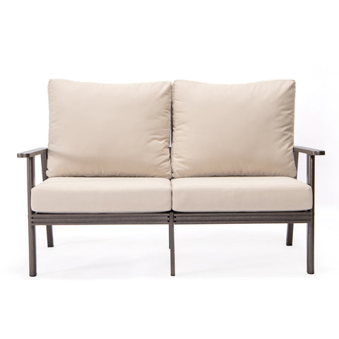 Walbrooke Modern Outdoor Patio Loveseat – Black, Brown, White, or Grey Frame & Removable Cushions