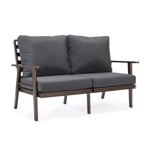 Walbrooke Modern Outdoor Patio Loveseat – Black, Brown, White, or Grey Frame & Removable Cushions