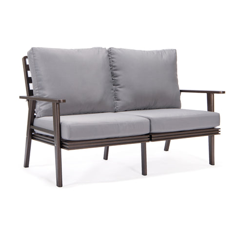 Walbrooke Modern Outdoor Patio Loveseat – Black, Brown, White, or Grey Frame & Removable Cushions