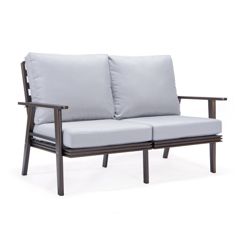 Walbrooke Modern Outdoor Patio Loveseat – Black, Brown, White, or Grey Frame & Removable Cushions