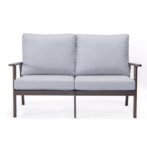 Walbrooke Modern Outdoor Patio Loveseat – Black, Brown, White, or Grey Frame & Removable Cushions