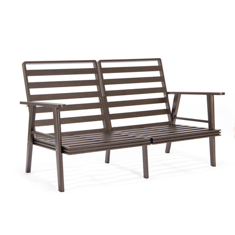 Walbrooke Modern Outdoor Patio Loveseat – Black, Brown, White, or Grey Frame & Removable Cushions