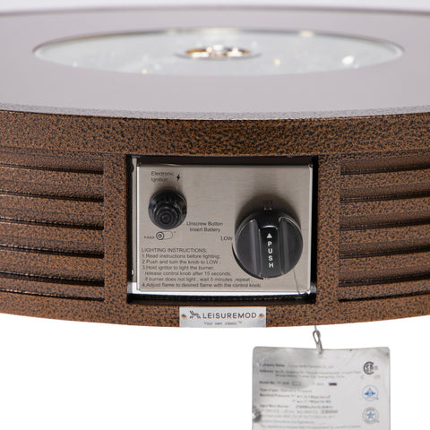 Walbrooke Modern Brown Patio Conversation With Round Fire Pit With Slats Design & Tank Holder