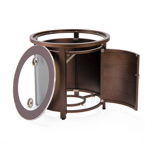 Walbrooke Modern Brown Patio Conversation With Round Fire Pit With Slats Design & Tank Holder