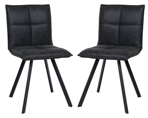 Wesley Modern Leather Dining Chair With Metal Legs Set of 2