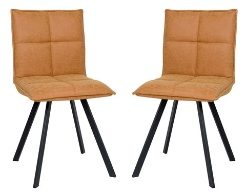 Wesley Modern Leather Dining Chair With Metal Legs Set of 2