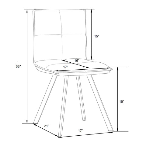 Wesley Modern Leather Dining Chair With Metal Legs Set of 2