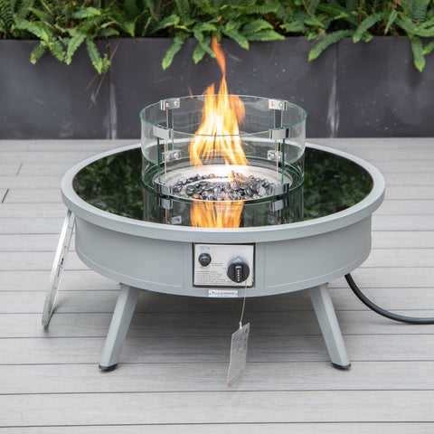 Walbrooke Modern Outdoor Round Fire Pit Table with Powder-Coated Aliuminum Frame