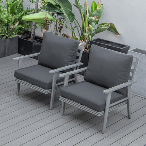Walbrooke Modern Grey Patio Arm Chair, Set of 2