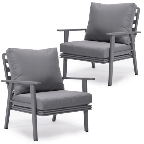 Walbrooke Modern Grey Patio Arm Chair, Set of 2