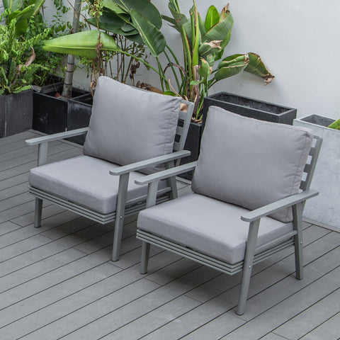 Walbrooke Modern Grey Patio Arm Chair, Set of 2