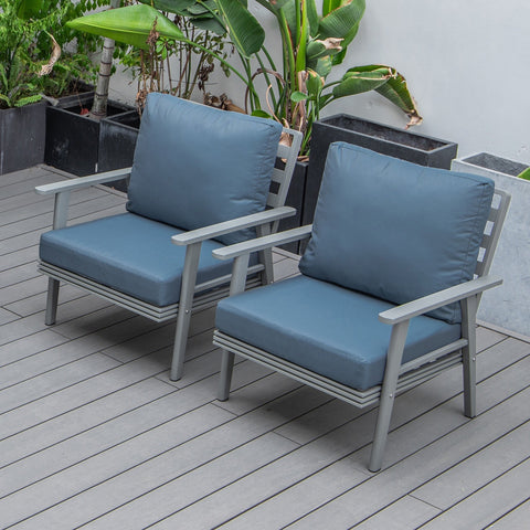 Walbrooke Modern Grey Patio Arm Chair, Set of 2