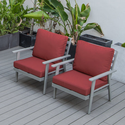 Walbrooke Modern Grey Patio Arm Chair, Set of 2