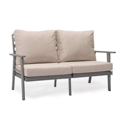 Walbrooke Modern Outdoor Patio Loveseat – Black, Brown, White, or Grey Frame & Removable Cushions