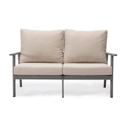 Walbrooke Modern Outdoor Patio Loveseat – Black, Brown, White, or Grey Frame & Removable Cushions