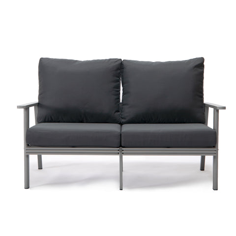 Walbrooke Modern Outdoor Patio Loveseat – Black, Brown, White, or Grey Frame & Removable Cushions