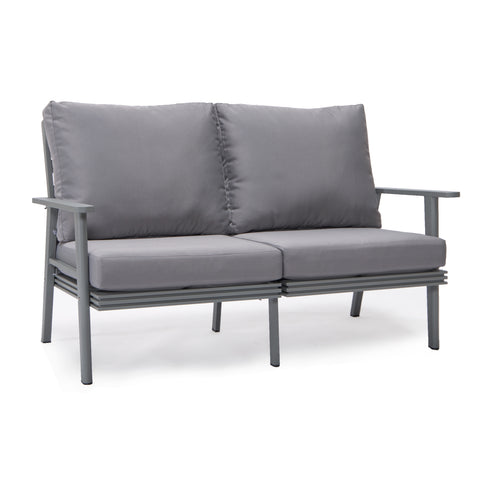 Walbrooke Modern Outdoor Patio Loveseat – Black, Brown, White, or Grey Frame & Removable Cushions