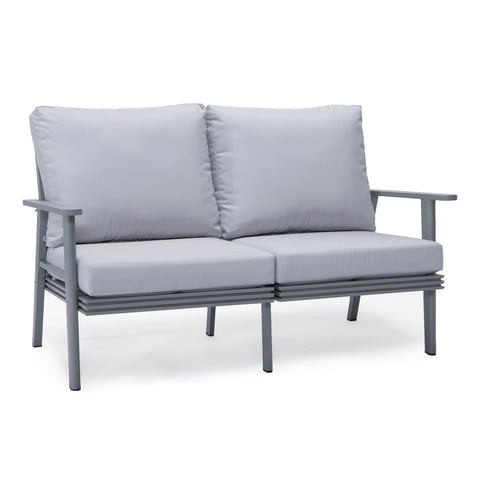 Walbrooke Modern Outdoor Patio Loveseat – Black, Brown, White, or Grey Frame & Removable Cushions