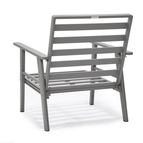 Walbrooke Modern 3-Piece Outdoor Patio Set with Grey Aluminum Frame and Removable Cushions Loveseat and Set of 2 Armchairs