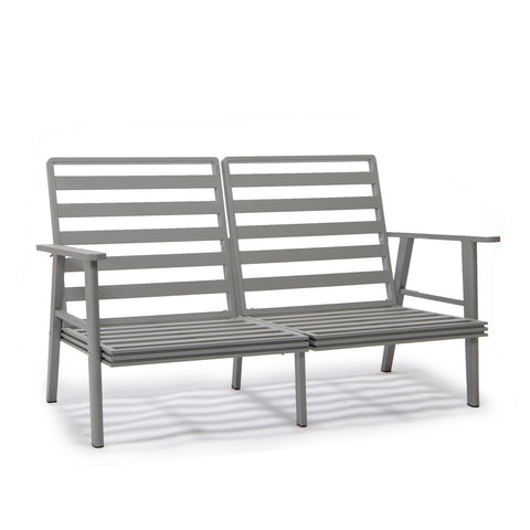 Walbrooke Modern 3-Piece Outdoor Patio Set with Grey Aluminum Frame and Removable Cushions Loveseat and Set of 2 Armchairs