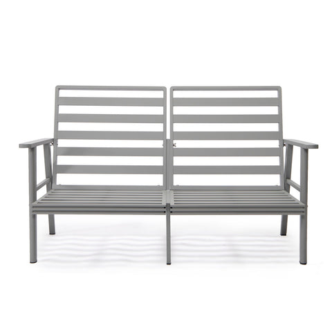 Walbrooke Modern 3-Piece Outdoor Patio Set with Grey Aluminum Frame and Removable Cushions Loveseat and Set of 2 Armchairs