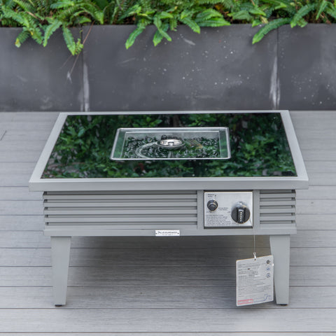 Walbrooke Aluminum Patio Conversation With Slats Design Fire Pit Table & Tank Holder