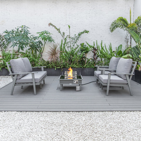 Walbrooke Aluminum Patio Conversation With Slats Design Fire Pit Table & Tank Holder