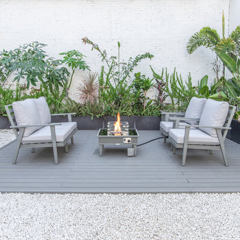 Walbrooke Aluminum Patio Conversation With Slats Design Fire Pit Table & Tank Holder