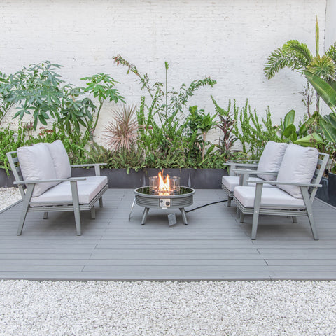 Walbrooke Aluminum Patio Conversation With Slats Design Fire Pit Table & Tank Holder