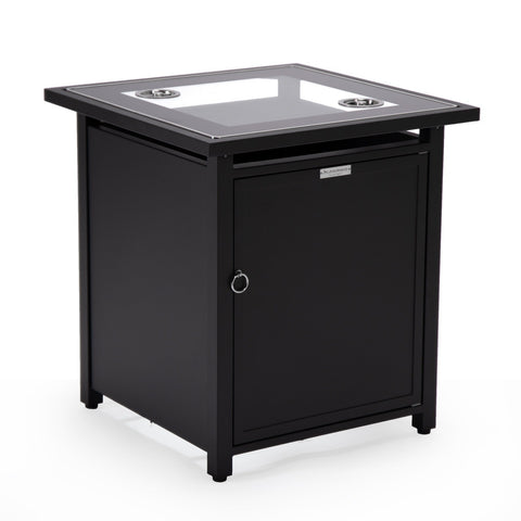 Walbrooke Modern Square Tank Holder Table with Tempered Glass Top and Powder Coated Aluminum